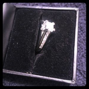 Princess Cut Cert WhGold Wedding Ring